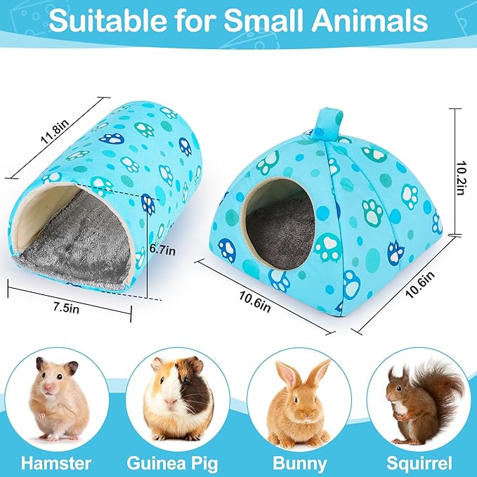 Unicorn Catcher Guinea Pig Hideout and Tunnel, 2 Pack Soft Washable Guinea Pig Bedding Accessories for Cages