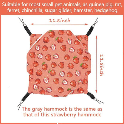LEFTSTARER Triple-Layer Sugar Glider Hammock Small Pet Animal Cage Accessories Bed for Rat Guinea Pig Ferret Hamster Chinchilla Playing Sleeping (1pcs Grey &1pcs Strawberry)