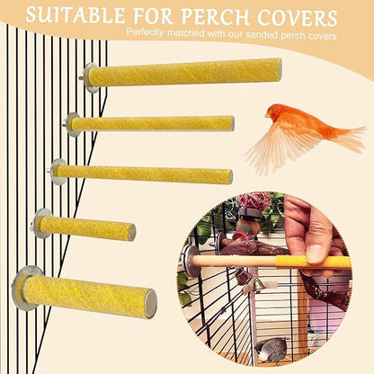 S&X Bird Perch, 5 PCS of Natural Wood Perches with Different Widths and Lengths for Budgies, Parakeets, Canaries, Cockatiels, Conures, Finches & Other Small Birds
