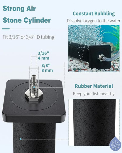 Pawfly Aquarium Air Stone 12 Inch Fish Tank Air Stone Bubbler Cylindrical Bubble Release Tool Oxygen Diffuser for Large Fish Tank Air Pump Outdoor Garden Pond and DWC System, 2 Pack
