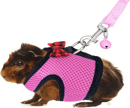 Rypet Ferret Harness and Leash - Soft Mesh Small Pet Harness with Safe Bell, No Pull Comfort Padded Vest for Guinea Pig, Hamster, Rats and Similar Small Animals
