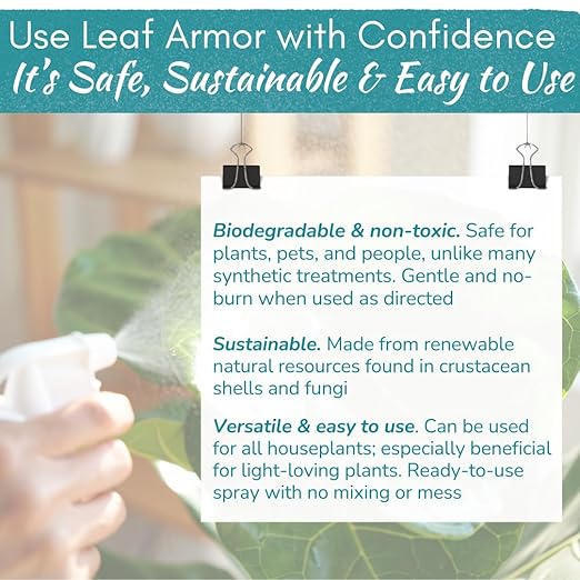 Leaf Armor Spray for Houseplants – Protects Against Fungal Leaf Spots, Bacteria, Pathogens & Yellowing | Natural & Non-Toxic Formula | Ready-to-Use | Made in USA – 8 oz