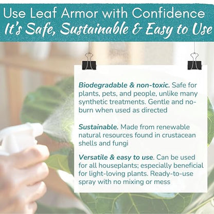 Leaf Armor Spray for Houseplants – Protects Against Fungal Leaf Spots, Bacteria, Pathogens & Yellowing | Natural & Non-Toxic Formula | Ready-to-Use | Made in USA – 8 oz