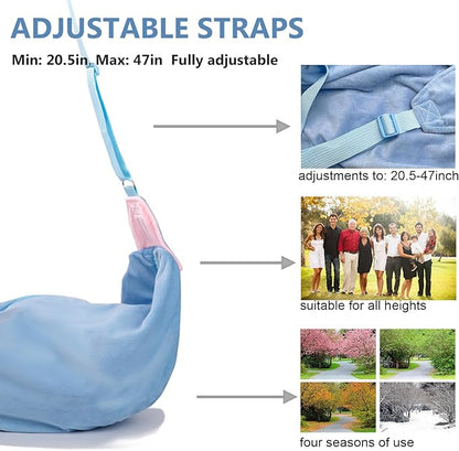 Ferret Sling Carrier, Small Pet Bag with Adjustable Strap, Cozy Bunny Carrying Travel Cuddler, Hands-Free Bonding Pouch Front for Guinea Pig Puppy Kitten, Small Animal Accessories for Outside-Blue