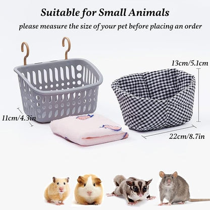 JWShang Rat Hammock for Cage, Chew Proof Hanging Basket Bed with Sturdy Hooks, Pet Cage Accessories, Safe Cozy Small Animal Rodent Hammock for Sugar Glider Mice Snuggling Sleeping