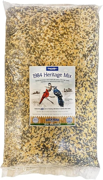 CountryMax Backyard Seeds 1984 Heritage Mix – Premium Bird Seed Blend with Black Oil Sunflower, White Millet & Cracked Corn – Wild Bird Food for Cardinals, Finches, Chickadees & More (40 Pounds)