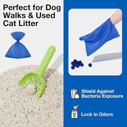 VETRESKA Dog Poop Bags, Leak Proof, Extra Thick and Large Pet Waste Bags for Dog Walking and Cat Litter, Spiced Vetiver & Moss Scented, 20 Refill Rolls, 300 Bags, Blue