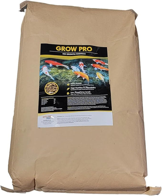 HALF OFF PONDS Grow Pro Koi Fish Food - 50 lb Floating Pellets, 3mm Size - Goldfish Food for Ponds - 40% Protein with Fish Meal & Probiotics - Designed for Rapid Growth & High Digestibility