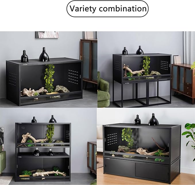 PVC Reptile Enclosure with Acrylic/PVC Door Options - 40x16x12 inch Sliding Door Tank for Bearded Dragon, Snake, Ball Python