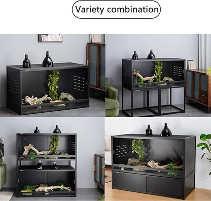 PVC Reptile Enclosure with Acrylic/PVC Door Options - 40x16x12 inch Sliding Door Tank for Bearded Dragon, Snake, Ball Python