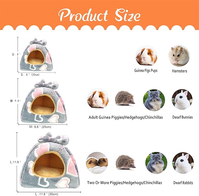 Guinea Pig Bed, Guinea Pig Hideout House Accessories Warm Bed for Small Animals Hamsters Chinchillas Dwarf Bunnies Hedgehogs. L, Greyheart