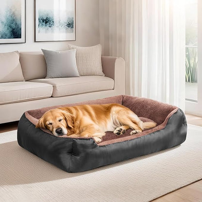 Dog Bed Medium Size Dog, Rectangle Washable Pet Couch, Warm and Comfortable Sleeping Pet Bed with Nonskid Bottom, Black