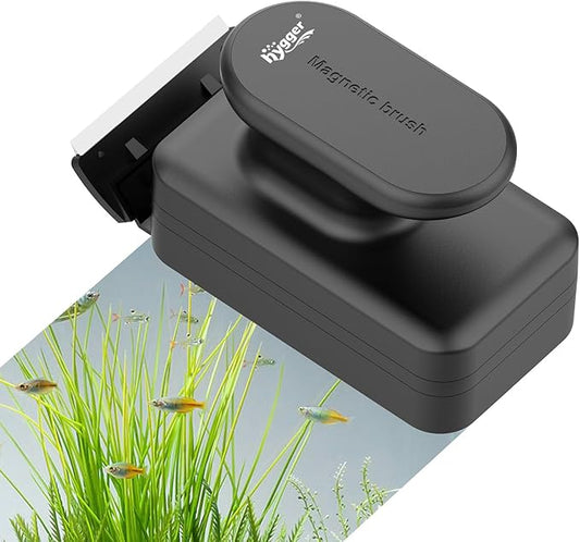 hygger Aquarium Magnetic Glass Clean Tool, Algae Scraper for 0.2-0.6 Inch Thick Fish Tank Floating Scrubber Brush with Two Detachable Blades (M)