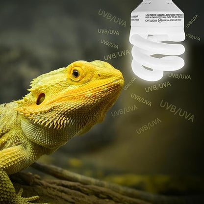UVB Light Bulb for Reptiles, 9W 5.0 UVA UVB Heat Lamp Bulbs Ideal for Rainforest Reptiles, Bearded Dragons Lizard Turtle Tortoise Iguanas Chameleons Snake (1 Pack)