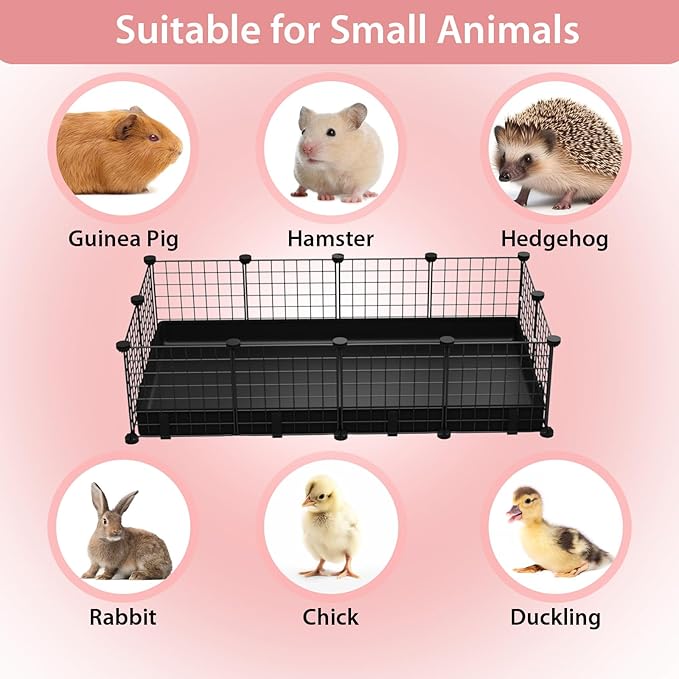 Small Animal Playpen with Waterproof Mat,Guinea Pig Cages,49.2x24.6x12.2inch C&C Cage for Hamster,Bunny,Hedgehog,Chinchilla,Ferret,Indoor Outdoor Portable Metal Wire Yard Fence,Metal Pet Panels-12pcs