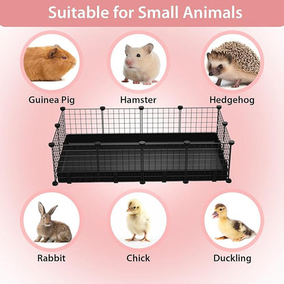 Small Animal Playpen with Waterproof Mat,Guinea Pig Cages,49.2x24.6x12.2inch C&C Cage for Hamster,Bunny,Hedgehog,Chinchilla,Ferret,Indoor Outdoor Portable Metal Wire Yard Fence,Metal Pet Panels-12pcs