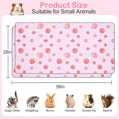 2 Pack Guinea Pig Bedding, Washable Guinea Pig Cage Liner Reusable Guinea Pig Mat Waterproof Guinea Pig Bedding for Cage, Super Absorbant Guinea Pig Pee Pads for Small Animals Hamster Rabbit Squirrel