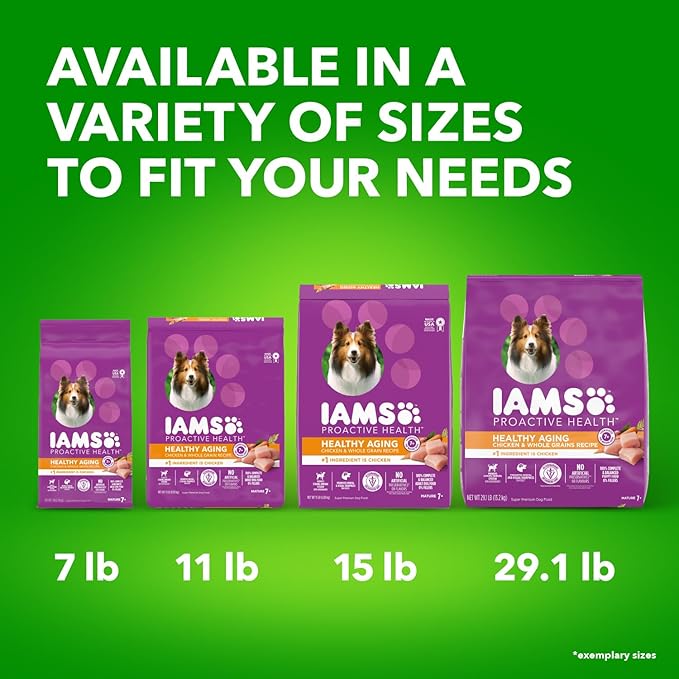 IAMS Proactive Health Healthy Aging Adult Dry Dog Food for Mature and Senior Dogs with Real Chicken, 29.1 lb. Bag