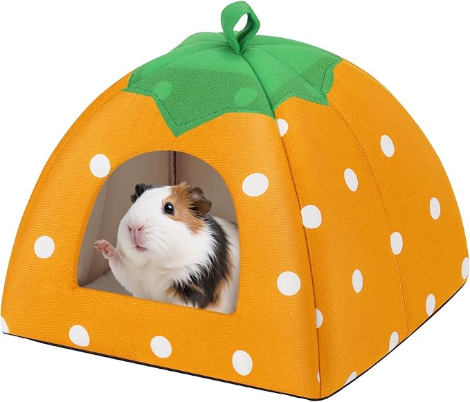 Guinea Pig Hideout for Small Animals(Guinea Pig Bed with Warm Fleece, Washable Pet Cushions, Winter Sleeping Warmth)