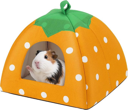 Guinea Pig Hideout for Small Animals(Guinea Pig Bed with Warm Fleece, Washable Pet Cushions, Winter Sleeping Warmth)