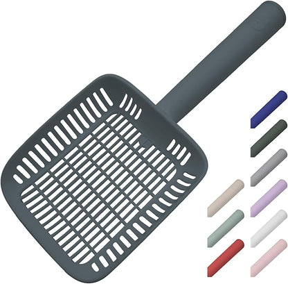 TypeC Cat Litter Scoop - Small Holes (0.11in) Big Size Scooper - Long Handle & Easy Cleaning - Hanger for Litter Box