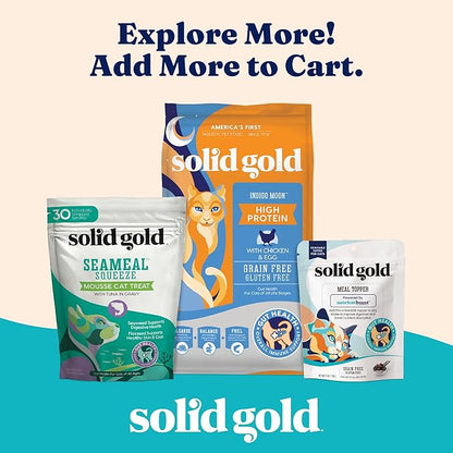 Solid Gold Bone Broth Cat Food Topper - Limited Ingredient Lickable Cat Broth Pouches w/Chicken Protein Shreds & Collagen for Hydration & Gut Support - Easy to Serve Gravy for Cats Meal Topper - 12ct