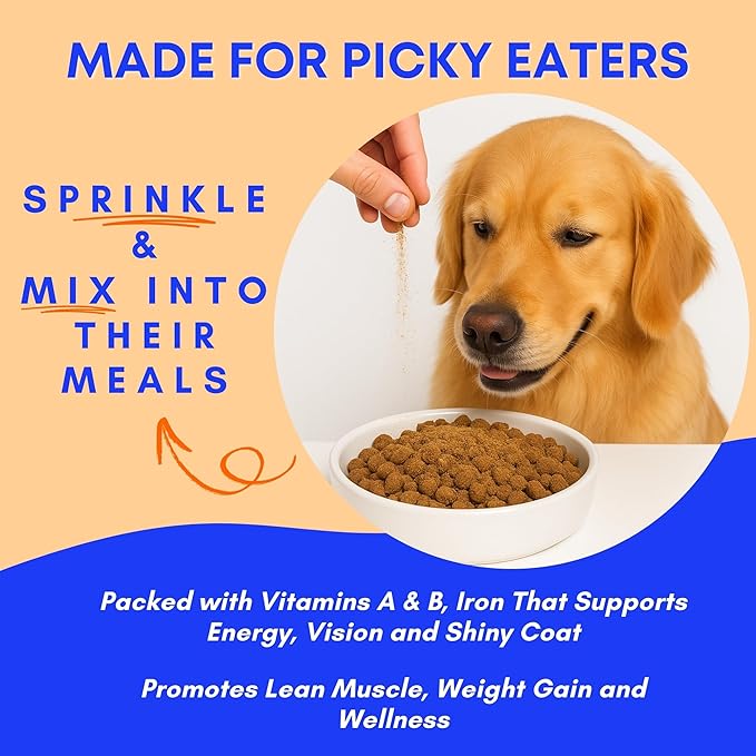 Beef Liver Food Toppers for Dogs & Cats - 100% Natural, High Protein Dog Seasoning for Food, Meal Topper & Appetite Stimulant for Picky Eaters, Liver & Lung Weight Gain for All Breed & Sizes