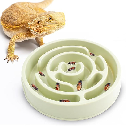 Bearded Dragon Maze Bowls Puzzle, Bearded Dragon Feeding Dish Food Bowl, Reptile Feeding Dish to Slow Down Eating, Worm Dubia Cricket Anti-Escape Food Bowl