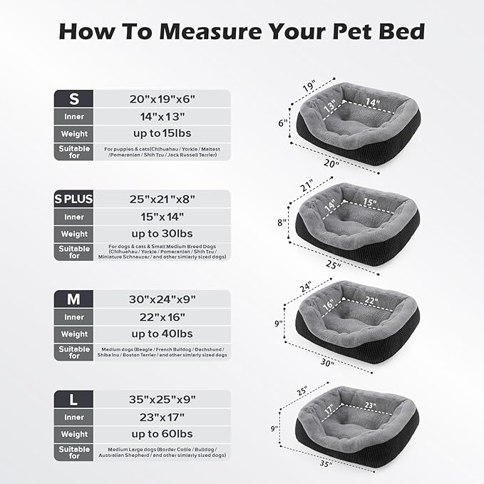 INVENHO Dog Bed Medium Size, Orthopedic Warming Soft Calming Sleeping Durable with Anti-Slip Bottom