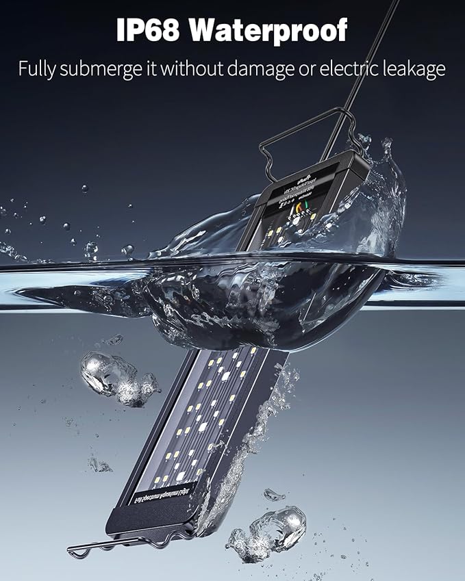 Pawfly 12W 24/7 Aquarium LED Light for 12" to 18" Tanks Extendable Fish Tank Light with Full Spectrum White Blue Red Green Lights with D/N Mode Single Color Effects Timer and Adjustable Brightness