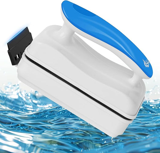 AQQA Aquarium Magnet Glass Cleaner,Dolphin Series-Fish Tank Algae Scraper Brush Cleaner for Glass or Acrylic,2 Detachable Blades Floating Cleaning Tool For1/4-1/2 Thickness
