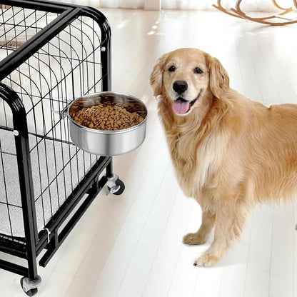 Dog Bowl Stainless Steel Pet Hanging Food Water Bowl Cage Feeding Cup Feeder for Dogs Cats Rabbits Birds Small Animal (X-Large)