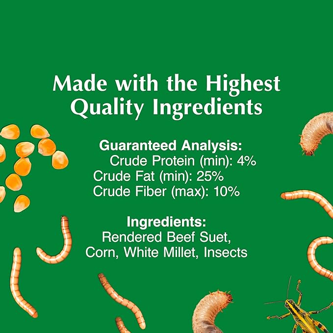 C&S Insect Suet Treat, Suet Cakes for Wild Birds, 11.75 Ounces, Pack of 8