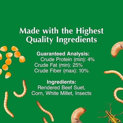 C&S Insect Suet Treat, Suet Cakes for Wild Birds, 11.75 Ounces, Pack of 8