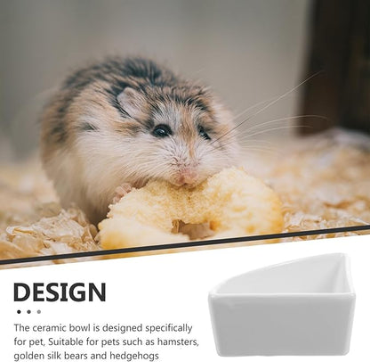 iplusmile Ceramic Hamster Food Bowl, White, 5"