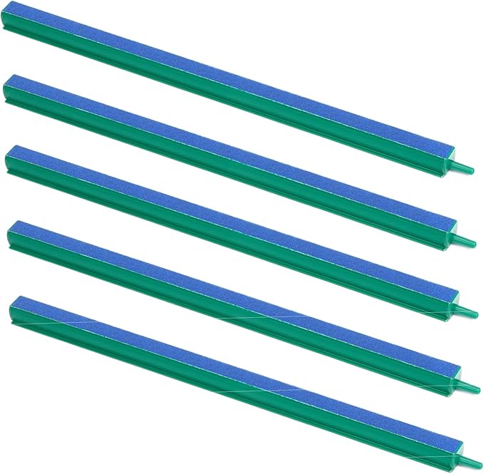 Air Stones for Aquariums 12 Inch Aquarium Air Stones Bar Kit with 5 Pcs Square Oxygen Diffuser Long Bubble Release Mineral Airstones for Fish Tank Pumps DWC Bucket Reservoir Pond