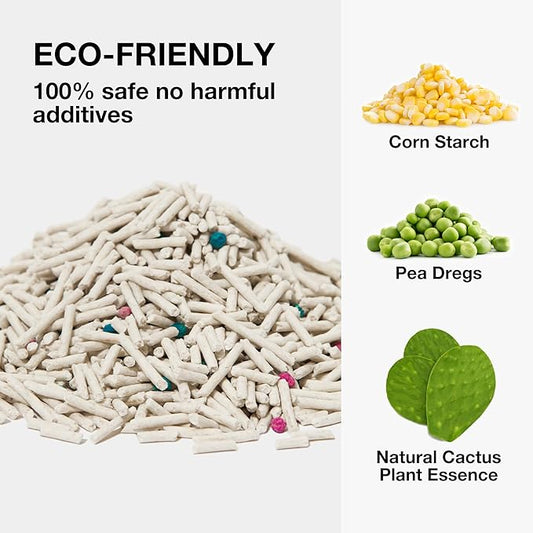 VETRESKA Tofu Cat Litter, Natural Kitty Litter Strong Clumping Flushable Pellets, Ultra Water Absorbent Deodorant Tofu Litter, Dust-Free Low Tracking Cat Litter, Cactus(5.5lb×2bags)