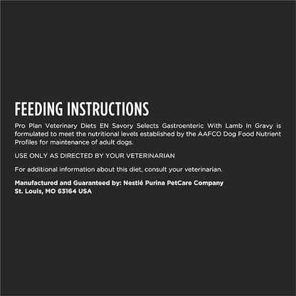 Pro Plan Veterinary Diets Purina EN Savory Selects Gastroenteric with Lamb in Gravy Canine Formula Gastrointestinal Dog Food - (Pack of 12) 13.3 oz. Cans