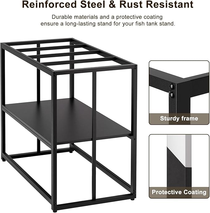 Urban Deco 40 Gallon Fish Tank Stand 660LBS Capacity For Aquarium Stand Metal Fish Tank Stand 38.2"x18.5"x29.5" Dual-Layer Design Terrarium Stand Ideal for Home and Office