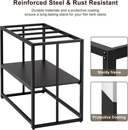 Urban Deco 40 Gallon Fish Tank Stand 660LBS Capacity For Aquarium Stand Metal Fish Tank Stand 38.2"x18.5"x29.5" Dual-Layer Design Terrarium Stand Ideal for Home and Office