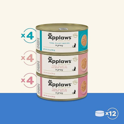 Applaws Natural Wet Cat Food in Gravy, Limited and Natural Ingredients, High Protein with No Artificial Additives, Fish Selection in Gravy (12 x 5.5oz Cans)