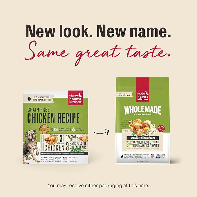 The Honest Kitchen Human Grade Wholemade™ Dehydrated Grain Free Chicken Dog Food - Complete & Balanced Meal or Topper - 2 lb Bag