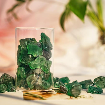 Versatile Frosted Sea Glass Block - 1LB Green Vase fillers, Aquarium Gravels, Sea Glass Decor, Ideal for DIY Crafts, and Home Decor - Perfect for Beach Weddings and More
