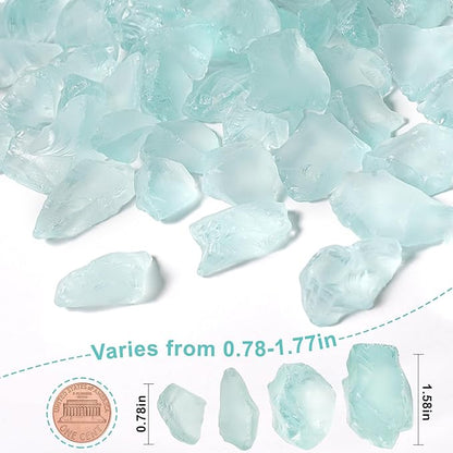 Versatile Frosted Sea Glass Block - 1LB Turquoise Vase fillers, Aquarium Gravels, Sea Glass Decor, Ideal for DIY Crafts, and Home Decor - Perfect for Beach Weddings and More