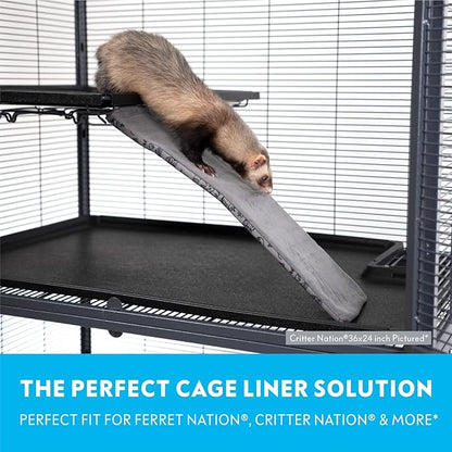 Paw Inspired Fleece Liners for Ferret Nation, Critter Nation Cage Ramp for Ferrets, Rats, Chinchillas, Hedgehogs & Other Small Animals (Gray, Ramp Cover - 3 Pack)