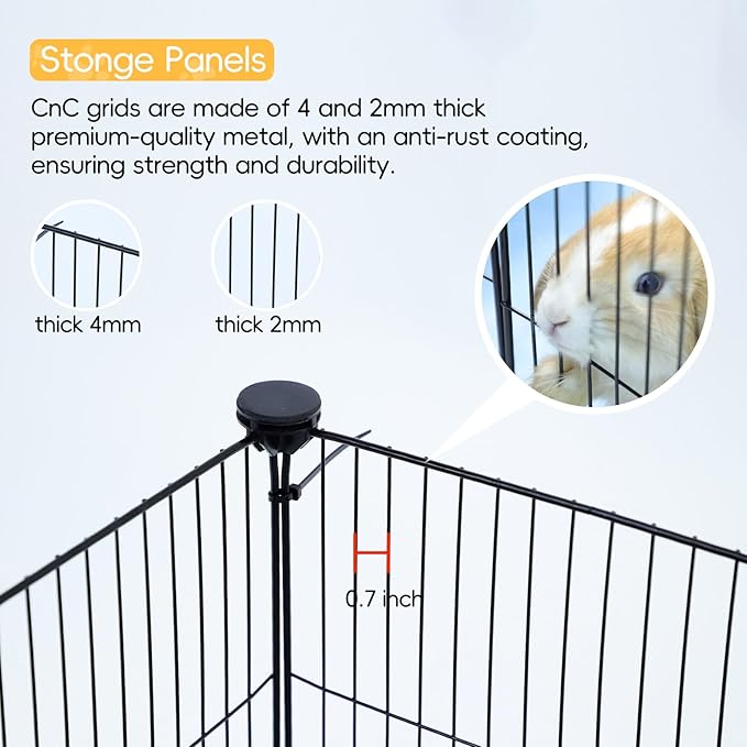 CHEGRON Guinea Pig Cages with Super Soft Liner 48x24x12inch C&C Small Animal Cage Pet Puppy Playpen Indoor Rabbit Chinchilla Hedgehog Habitat Fence DIY 12PCS Metal Grids with Waterproof Bottom
