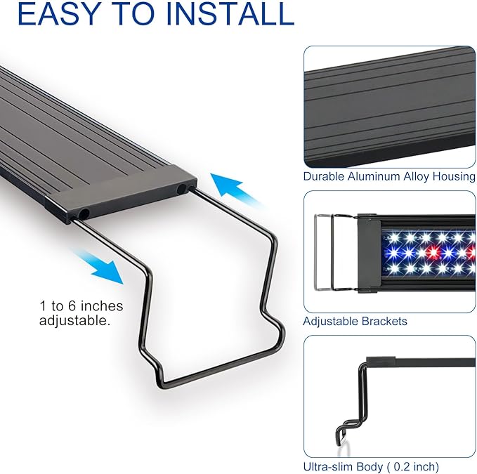 OYO WATER 20"-28" Aquarium LED Light with Timer, 24/7 Cycle, 5 Dimmable Brightness, Sunrise/Sunset Simulation for 10/20/30/55 Gallon Fish Tank