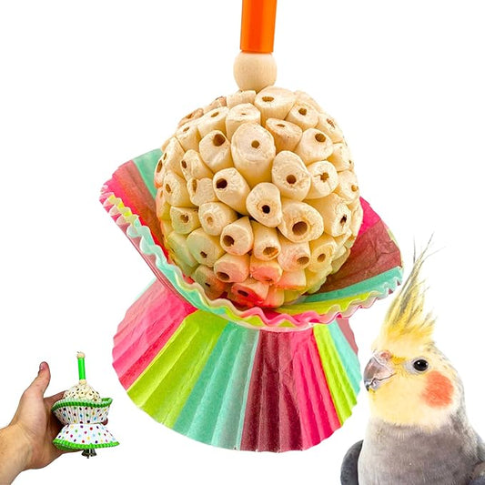 Bonka Bird Toys 1925 Cake Natural Sola Shred Forage Chew Treat Parrot Parrotlet Budgie Cockatiel Parakeets and Other Similar Birds