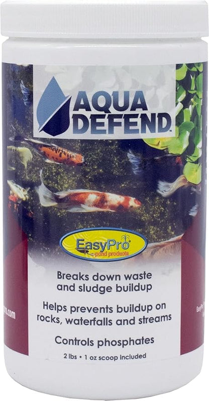 EasyPro AQD2 Aqua Defend All Natural Pond Water Treatment / 2 lb Jar Additive to Bind phosphates, Buffer pH and Help Settling of Particles