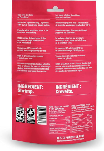 PureBites Shrimp Freeze Dried Cat Treats, 1 Ingredient, Made in USA, 0.8oz